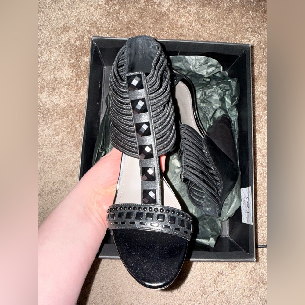 Vince Camuto Carla black rhinestone heels